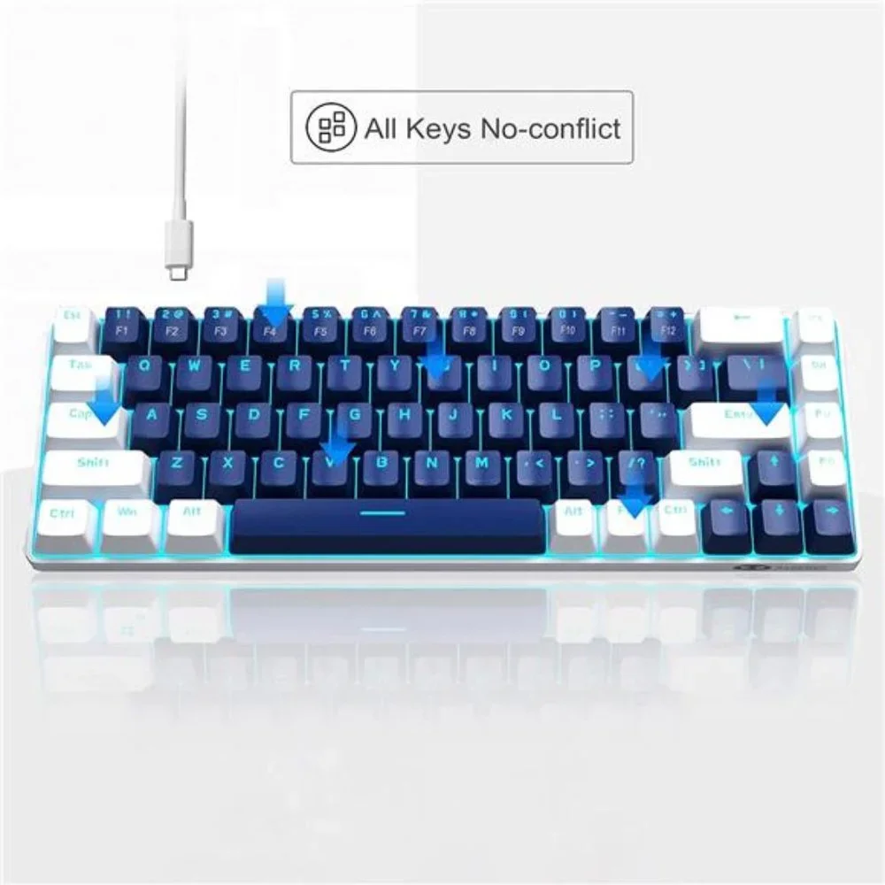Portable 60% Mechanical Gaming Keyboard, MK-Box LED Backlit Compact 68 Keys